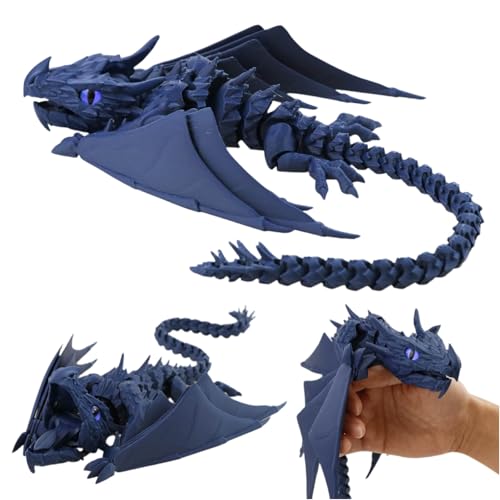 3D Gedruckter Drache mit Beweglichen Gelenken und Realistischen Handgefertigten Augen - Flexibles Drachen Spielzeug für Home Decor, Bürodekoration und Fantasie-Sammler (H) von Generisch