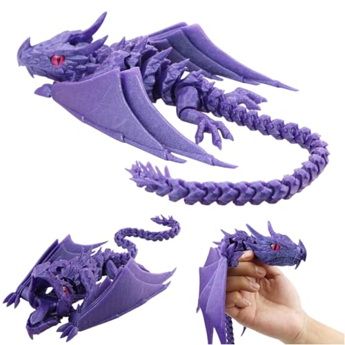 3D Gedruckter Drache mit Beweglichen Gelenken und Realistischen Handgefertigten Augen - Flexibles Drachen Spielzeug für Home Decor, Bürodekoration und Fantasie-Sammler (I) von Generisch