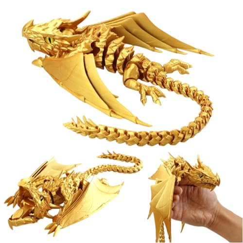 3D Gedruckter Drache mit Beweglichen Gelenken und Realistischen Handgefertigten Augen - Flexibles Drachen Spielzeug für Home Decor, Bürodekoration und Fantasie-Sammler (K) von Generisch