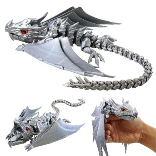 3D Gedruckter Drache mit Beweglichen Gelenken und Realistischen Handgefertigten Augen - Flexibles Drachen Spielzeug für Home Decor, Bürodekoration und Fantasie-Sammler (L) von Generisch
