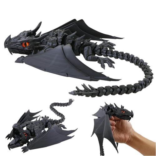 3D Gedruckter Drache mit Beweglichen Gelenken und Realistischen Handgefertigten Augen - Flexibles Drachen Spielzeug für Home Decor, Bürodekoration und Fantasie-Sammler (N) von Generisch