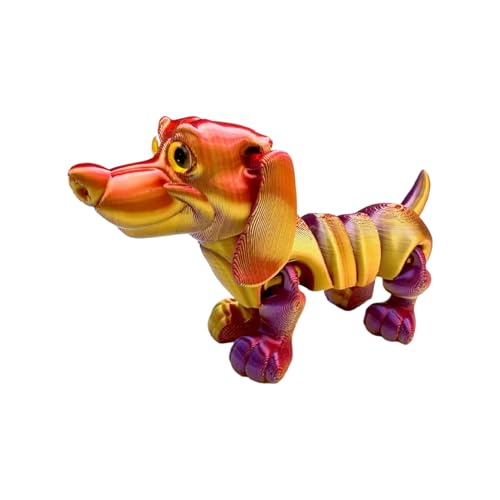 3D Gedrucktes Dackel Spielzeug | 3D Druck Tiere Statue | 3-D Druck Flexibler Hund Fidget Toys Bewegliche Gelenke | Dachthund Hunde Figure Fidgets Stressabbau Spielzeug für Kinder und Erwachsene von Generisch