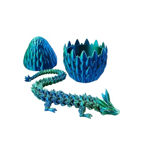 3D Gedrucktes Drachenei Geheimnisvolle Drachen Spielzeug mit Drache Realistische Beweglicher Voll Beweglicher Drache mit Dracheneiern, Kristall Drache im Ei Drachen Figuren für Häuser Büro (A) von Generisch