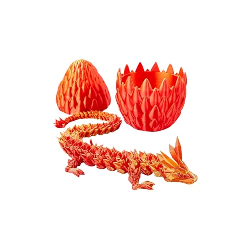 3D Gedrucktes Drachenei Geheimnisvolle Drachen Spielzeug mit Drache Realistische Beweglicher Voll Beweglicher Drache mit Dracheneiern, Kristall Drache im Ei Drachen Figuren für Häuser Büro (D) von Generisch