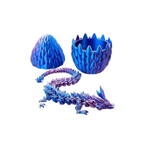 3D Gedrucktes Drachenei Geheimnisvolle Drachen Spielzeug mit Drache Realistische Beweglicher Voll Beweglicher Drache mit Dracheneiern, Kristall Drache im Ei Drachen Figuren für Häuser Büro (F) von Generisch