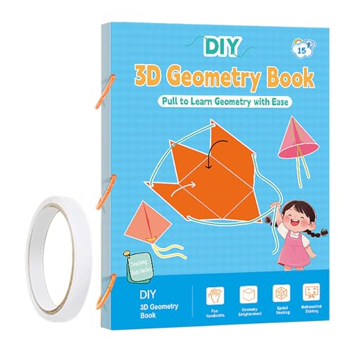 3D Geometrie Lernbuch Mit Ziehfaden 9/12/15 Körper Förderung Räumliches Denken Für Kinder 5-12 Jahre Homeschooling Reise (29.7x21cm, 350g) von Generisch