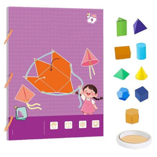 3D-Geometrie-Lernbuch mit Zugschnur, 3D-Geometrie-Lernbuch mit geometrischen Körpermodellen (9/12/15), Volumen- und Oberflächenformeln, geflochtenes Seildesign (9 Modelle) von Generisch