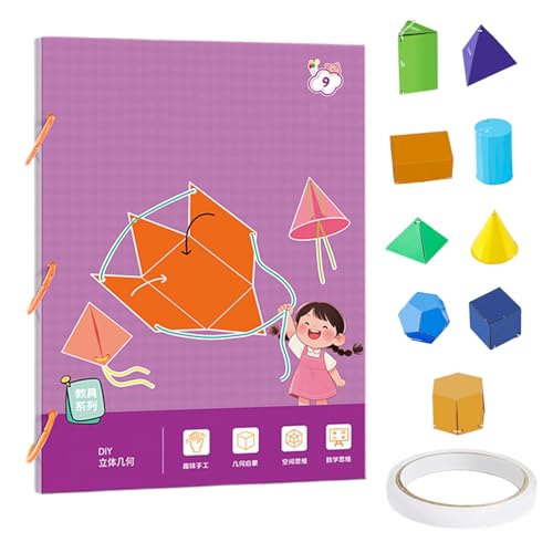 3D Geometrie Mathematik Lernbuch | Ziehfaden 3D Geometrische Formen Spielzeug Mathebuch | Interaktives Lernspiel Für Schüler Jugendliche Homeschool Einsteiger Vorschulkinder Reise Gruppenarbeit von Generisch