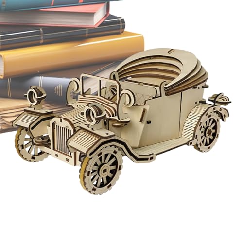 3D Holz Puzzle Modell Auto Bausatz | Mechanische Auto Modell Bausätze Gehirnrätsel Puzzle | Sammelbares Retro Geduldspiel Bauen Geschenk Zu Feiertag Geburtstag Weihnachten Festtag Halloween von Generisch