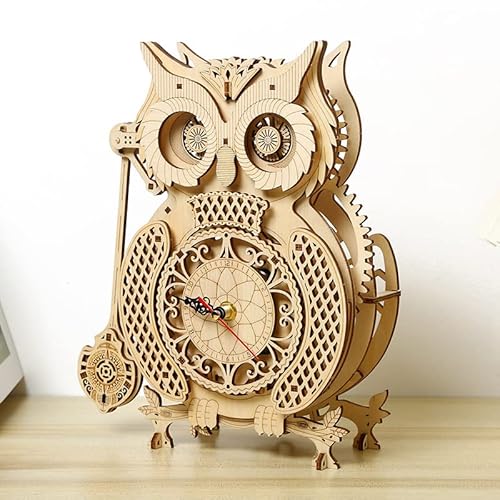 3D Holz Puzzle Modle Kit mit LED Licht, Einzigartiges Kunsthandwerk, Holz Mechanische Konstruktion Set, Hand Laterne,Ideal für Geburtstag Weihnachten (Hand Laterne) (Eule) von Generisch