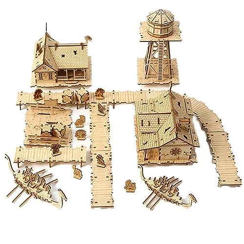 3D Holz Puzzle Modle Kit mit LED Licht, Einzigartiges Kunsthandwerk, Holz Mechanische Konstruktion Set, Hand Laterne,Ideal für Geburtstag Weihnachten (Hand Laterne) (Fischereigebiet) von Generisch
