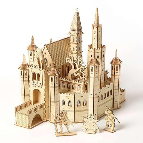 3D Holz Puzzle Modle Kit mit LED Licht, Einzigartiges Kunsthandwerk, Holz Mechanische Konstruktion Set, Hand Laterne,Ideal für Geburtstag Weihnachten (Hand Laterne) (Schloß) von Generisch