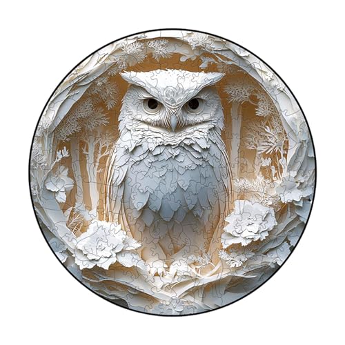 3D Jigsaw Puzzle, Wooden Owl Puzzle, Stylish Bird Brain Teaser, 11.4x11.4 Inches Unique Strigidae Design, Challenging s for Thanksgiving and Holidays von Generisch