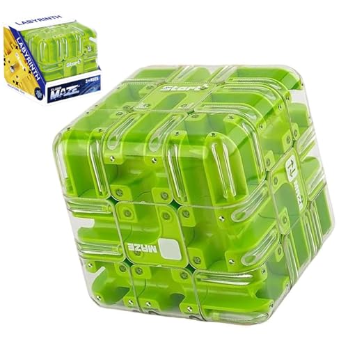 3D Labyrinth Spiel Puzzle Spiel, Large Labyrinth 3D Puzzle Maze Cube - Engaging Brain Teaser, 3x3 Maze Puzzles Cube, Erzieherisches Spielzeug für Jungen und Mädchen (Verde) von Generisch