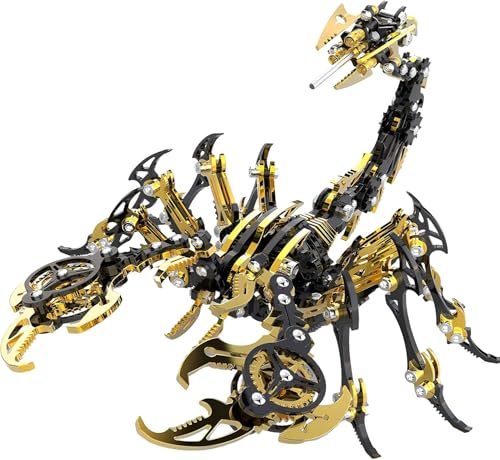 3D Metal Puzzles for Adults, DIY Assembly Kit to Build, Scorpion Model Kit 454 PCS Mechanical Steampunk Animal Model, 3D Jigsaw Puzzle Desk Ornament Kit Craft Toys (Gold-Schwarz) von Generisch