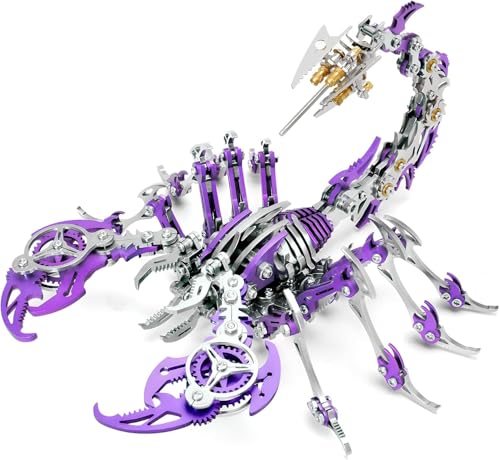 3D Metal Puzzles for Adults, DIY Assembly Kit to Build, Scorpion Model Kit 454 PCS Mechanical Steampunk Animal Model, 3D Jigsaw Puzzle Desk Ornament Kit Craft Toys (Lila-Silber) von Generisch