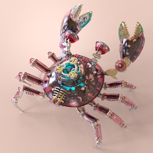 3D Metall Krabbe Modell Kit mit LED Hintergrundbeleuchtung, DIY Edelstahl Puzzle, Steady/Blinken Glow Shell Dekor für Erwachsene (Rot) von Generisch
