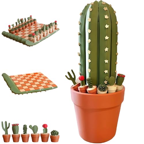 3D Printed 32PCS Cactus Chess Board Set, Magnetisches Kaktus‑Schachspiel, Schachbrett im Sukkulenten‑Design, Geschenk für Kinder und Erwachsene von Generisch