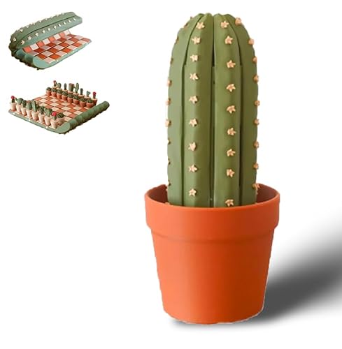 3D Printed Cactus Chess Board Set, Roll Up Cactus Schalte für Kinder Erwachsene, Roll-Up tragbares Reise-Schachbrett, Magnetisch Schachspiel, Lang anhaltendes Spielerlebnis von Generisch