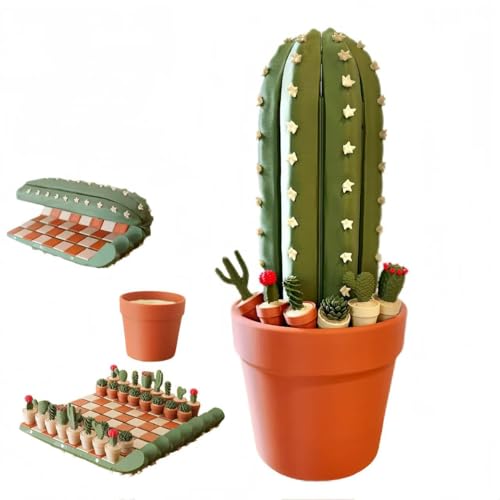 3D Printed Cactus Chess Set - Roll Up Travel Chess Board with Magnetic Pieces | Portable Folding Chess Game for Adults | Unique Succulent Design von Generisch