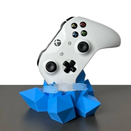 3D Printed Crystal Gaming Controller Stand - Geometrische Universal-Halterung für PS5/PS4/Xbox Series X/Switch Pro, Display Regal für Streamer & Sammler (Blau, PS4) von Generisch