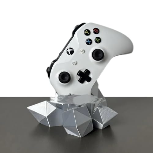 3D Printed Crystal Gaming Controller Stand - Geometrische Universal-Halterung für PS5/PS4/Xbox Series X/Switch Pro, Display Regal für Streamer & Sammler (Silber, Switch Pro) von Generisch