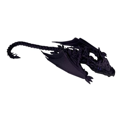 3D Printed Dragon with Wings, 40 cm Flying Dragon Toy with Eyes and Movable Mouth, Joints Crystal Dragons, Mysterious Realistic Dragon Figures, Überraschung Drachen Zappelspielzeug (Dark Purple) von Generisch
