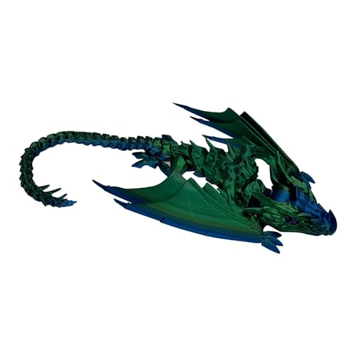 3D Printed Dragon with Wings, 40 cm Flying Dragon Toy with Eyes and Movable Mouth, Joints Crystal Dragons, Mysterious Realistic Dragon Figures, Überraschung Drachen Zappelspielzeug (Green) von Generisch