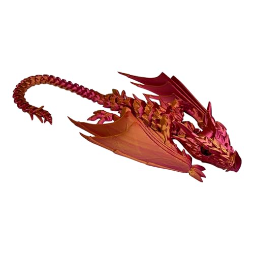 3D Printed Dragon with Wings, 40 cm Flying Dragon Toy with Eyes and Movable Mouth, Joints Crystal Dragons, Mysterious Realistic Dragon Figures, Überraschung Drachen Zappelspielzeug (Vermilion) von Generisch