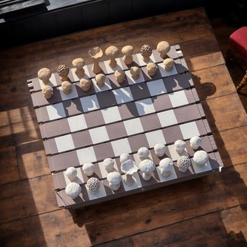 3D Printed Forest Chess Set - Portable Log-Themed Mushroom Chess Board Nature Inspired Rollable Chess Set for Camping and Travel von Generisch