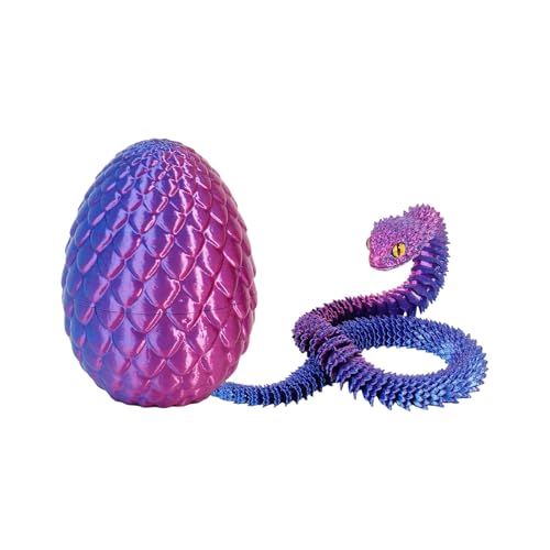 3D Printed Snake Toy, Easter 3D PrintedSnake Articulated Flexible Snake Realistic Slithering Design Luminous Animal for Desk Decoration - Colourful Designs for Easter Gift (Lila) von Generisch