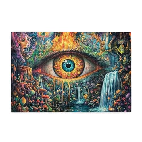 3D Psychedelic Eyes 1000 Teile Puzzle für Erwachsene Holzpuzzles für Erwachsene Geschenke Heimdekoration von Generisch