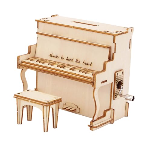 3D-Puzzle-Set, Holz-Spieluhr, handgefertigt, mechanische Montage, Gehirn-Herausforderung, Geschenkset, Klaviermodell für Erwachsene und Kinder, Arbeitszimmer, Raumanzeige, Walnussholz-Finish, kein 3D-Puzzle-Set, Holz-Spieluhr, handgefertigt, mechanische Montage, Gehirn-Herausforderung, Geschenkset, Klaviermodell für Erwachsene und Kinder, Arbeitszimmer, Raumanzeige, Walnussholz-Finish, kein von Generisch
