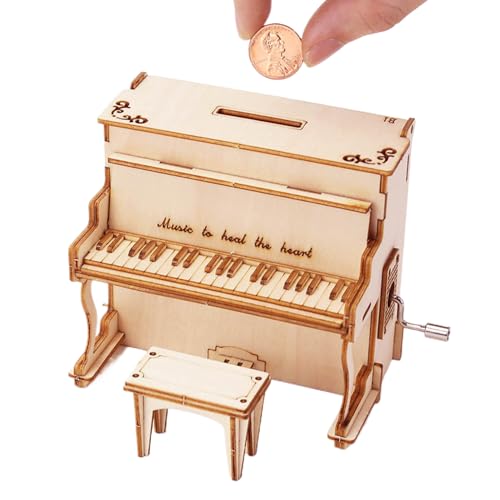 3D Puzzles for Adults, Wooden Piano Jigsaw Kit, 4.21x3.78x2.56 Inches Mechanical Music Box Model, Handmade Brain Teaser Set, for Men Women Boys Girls Children Teens Gift Building Craft Activity von Generisch