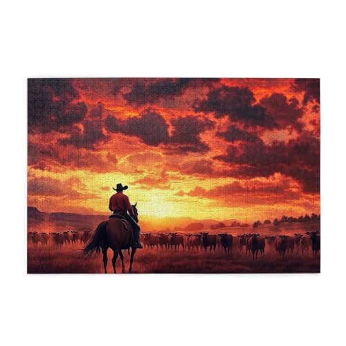 3D Sonnenuntergang Reiten Cowboy 1000 Teile Puzzle für Erwachsene Holzpuzzles für Erwachsene Geschenke Heimdekoration 3D Sonnenuntergang Reiten Cowboy 1000 Teile Puzzle für Erwachsene Holzpuzzles für Erwachsene Geschenke Heimdekoration von Generisch