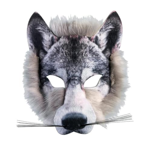 3D Wolfsmaske Halloween-Wolfsmaske Halbmaske realistische gruselige 3D-Tierkopfmaske für Kinder und Erwachsene Aprilscherz Osterfest Karneval Party Kostüm Maskerade (A) von Generisch