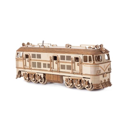 3D-Zug-Bausatz aus Holz, Mechanischer Holz-Lokomotive-Bausatz mit Gleisen & elektrischer Antrieb, kreatives DIY-Zug-Modell, Geschenk für Erwachsene, 1460 Teile von Generisch