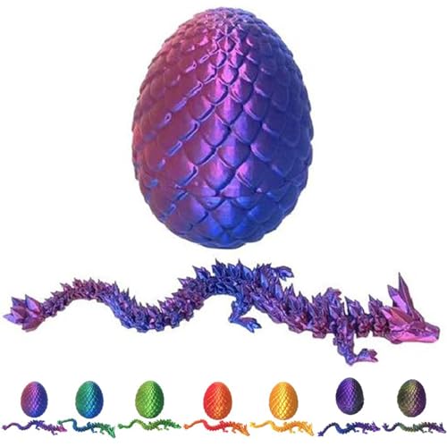 3D-gedruckter Drache im Ei | 2024 neues Drachenei-Spielzeug mit Drachen | Mystery Dragon Ei | Flexibles 3D-gedrucktes Drachenei | Gelenkiges Drachenei aus Kristall | Gelenkfinger Crysta Dragon von Generisch