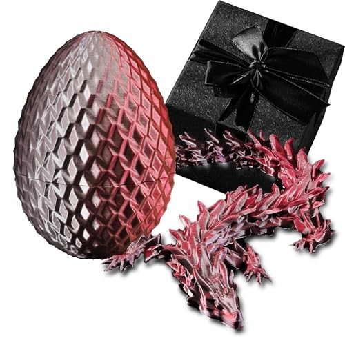3D-gedrucktes Drachenei – bewegliche Fidget-Spielzeug-Dekoration (Rot-Blau + Geschenkbox) von Generisch