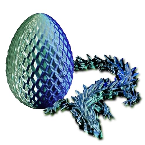3D-gedrucktes Drachenei – bewegliche Fidget-Spielzeug-Dekoration (blau-grün) von Generisch
