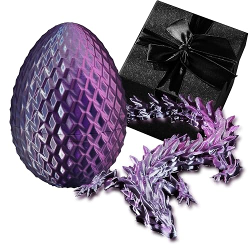 3D-gedrucktes Drachenei – bewegliche Fidget-Spielzeug-Dekoration (lila + Geschenkbox) von Generisch
