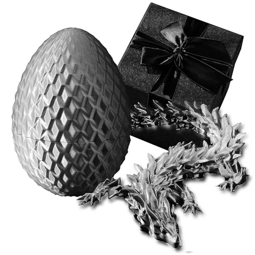 3D-gedrucktes Drachenei – bewegliche Fidget-Spielzeug-Dekoration (schwarz + Geschenkbox) von Generisch