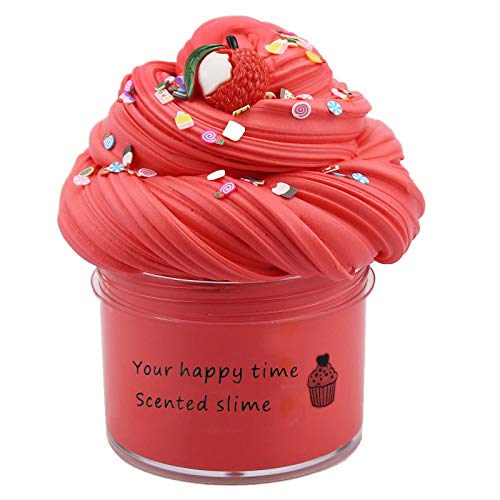 3pc Fluffy Slime, 70 ml Fruit Slime 50 g, Slime Party Gifts for Children, Cloud Butter Slime, Super Soft and Non-Sticky, A Birthday Gift for Girls and Boys Aged 8-12 Years (Red) von Generisch