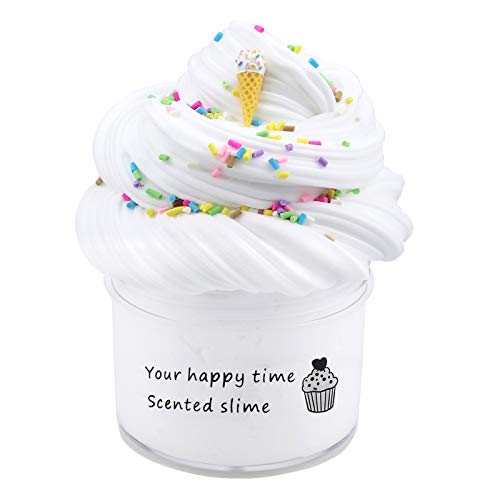 3pc Fluffy Slime, 70 ml Fruit Slime 50 g, Slime Party Gifts for Children, Cloud Butter Slime, Super Soft and Non-Sticky, A Birthday Gift for Girls and Boys Aged 8-12 Years (White) von Generisch