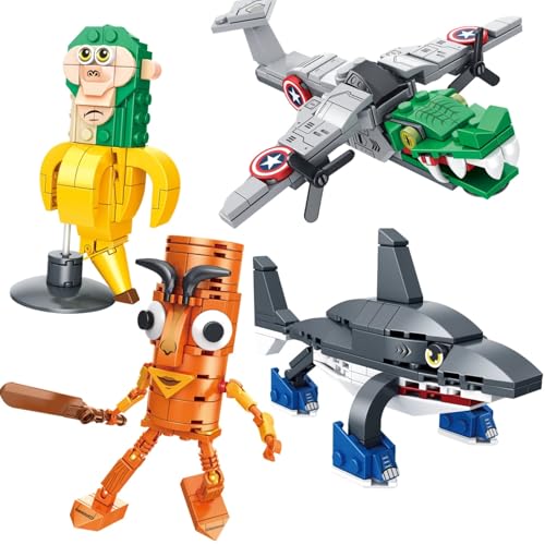 4 Lustige 3D Italian Brainrot Figures, Spielzeug Bausteine FüR Kinder Und Erwachsene,Tralalero Shark Bausteine,Lustiges Weird Stuff Zum Sammeln,Kreatives Spielzeug,T Tung Tung Sahur Geschenkset(4PCS) 4 Lustige 3D Italian Brainrot Figures, Spielzeug Bausteine FüR Kinder Und Erwachsene,Tralalero Shark Bausteine,Lustiges Weird Stuff Zum Sammeln,Kreatives Spielzeug,T Tung Tung Sahur Geschenkset(4PCS) von Generisch