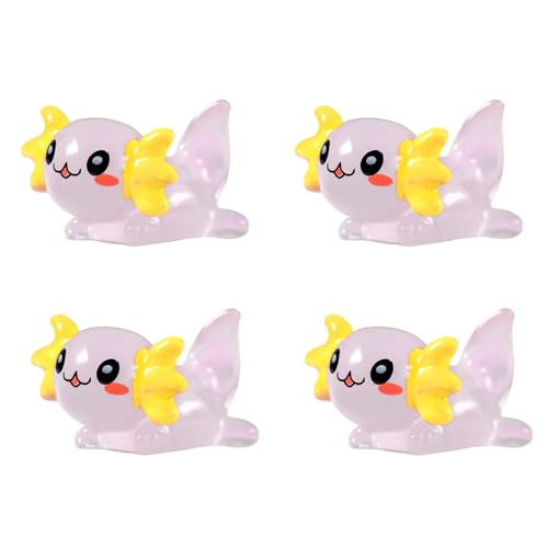 4 Stück Axolotl Miniatur, Harz Axolotl Figur , Axolotl M-ini Harz Tiere Winzige Figuren, Leuchtende Axolotl Figuren Für Tank Dekoration von Generisch