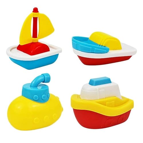 4 Stück Badewannenspielzeug, Baby-Wasserspielspielzeug, Lustige K Leine Boote, für Badewanne Pool und Strand (Yellow, One Size) von Generisch