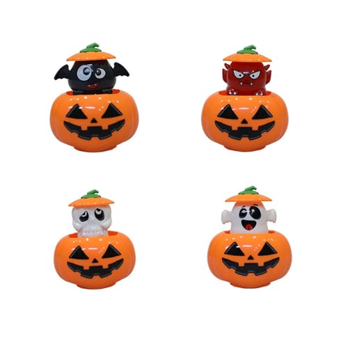 4 Stück Halloween Aufziehspielzeug Kürbis, Wind Up Spielzeug Mitgebsel Uhrwerk Lauf Sprin, Mini Kürbis Figuren für Halloween Party Kinder Geschenk von Generisch