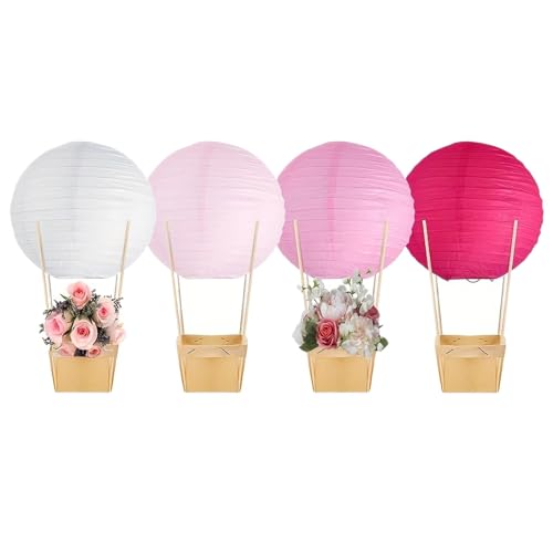 4 Stück Heißluftballon-Mittelstücke für Babypartys, Papierlaternen, hölzerne Süßigkeitenschachteln mit Stäbchen, Basteln, für Geburtstag, Hochzeit, Party, Tischdekoration 4 Stück Heißluftballon-Mittelstücke für Babypartys, Papierlaternen, hölzerne Süßigkeitenschachteln mit Stäbchen, Basteln, für Geburtstag, Hochzeit, Party, Tischdekoration von Generisch
