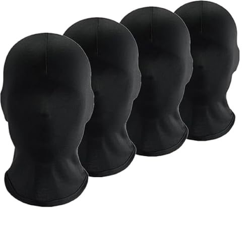 4 Stück Schwarze Vollgesichtsmaske Vollmaske Vollgesichtsabdeckung Halloween Haubenmaske Spandex Haubenmaske Gesichtslose Maske Morph Maske Party Kostüm Herren Damen Erwachsene von Generisch